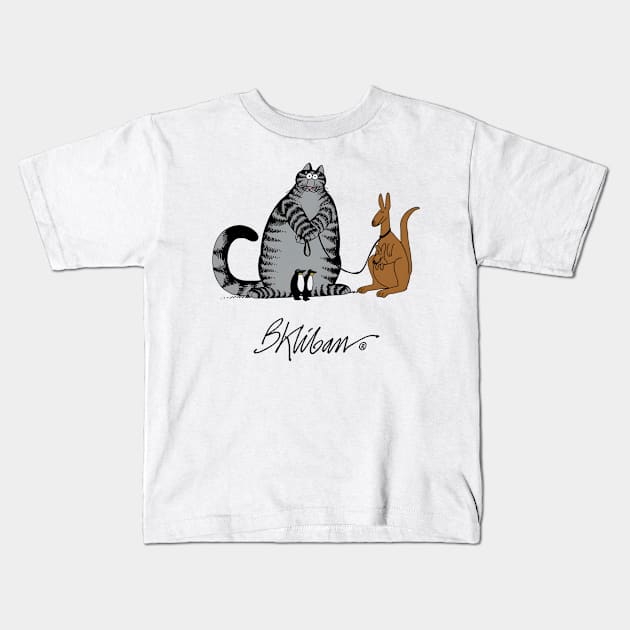 B kliban - cat leading a kangaroo Kids T-Shirt by audrinadelvin